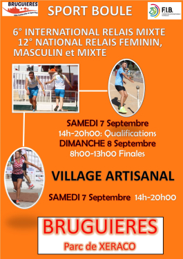 BRUGUIERES France Samedi 7 septembre  qualifs et Dimanche 8 septembre les finales 