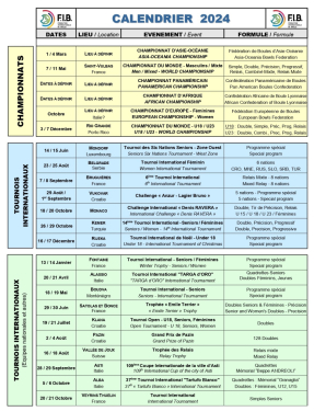 Calendrier sportif international 2024 