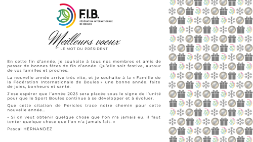 Les vœux du président de la FIB